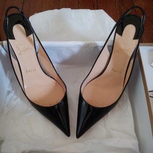EUC Black Patent Clare Slingback Louboutin High Heels